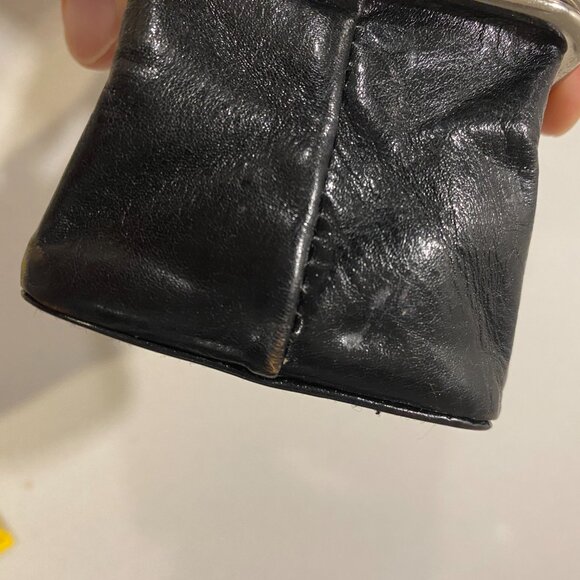 DANIER LEATHER BLACK COIN POUCH COLLAPSIBLE PREOWNED - Picture 12 of 13